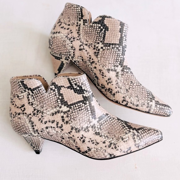 kate spade Shoes - [kate spade] Raelyn Pale Vellum Snake Print Leather Kitten Heel Ankle Boot